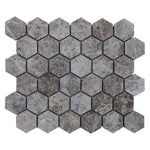 Silver Emperador Marble Hexagon 2" Polished Mosaic Floor and Wall Tile - Livfloors Collection