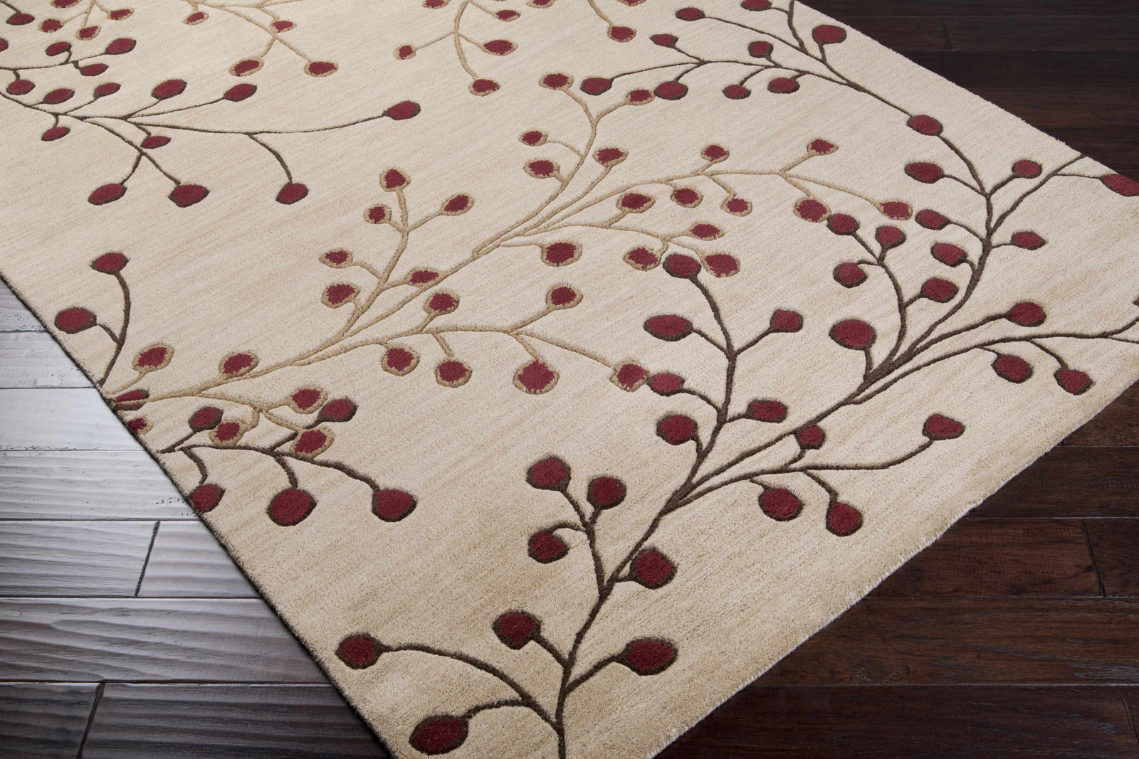 Elsu Beige & Burgandy Wool Rug