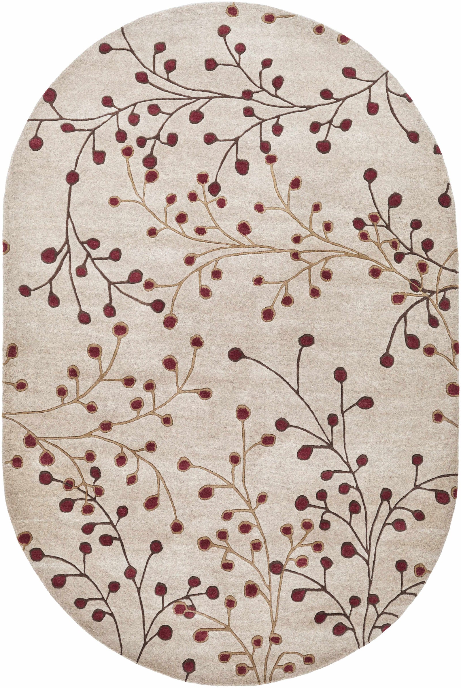 Elsu Beige & Burgandy Wool Rug