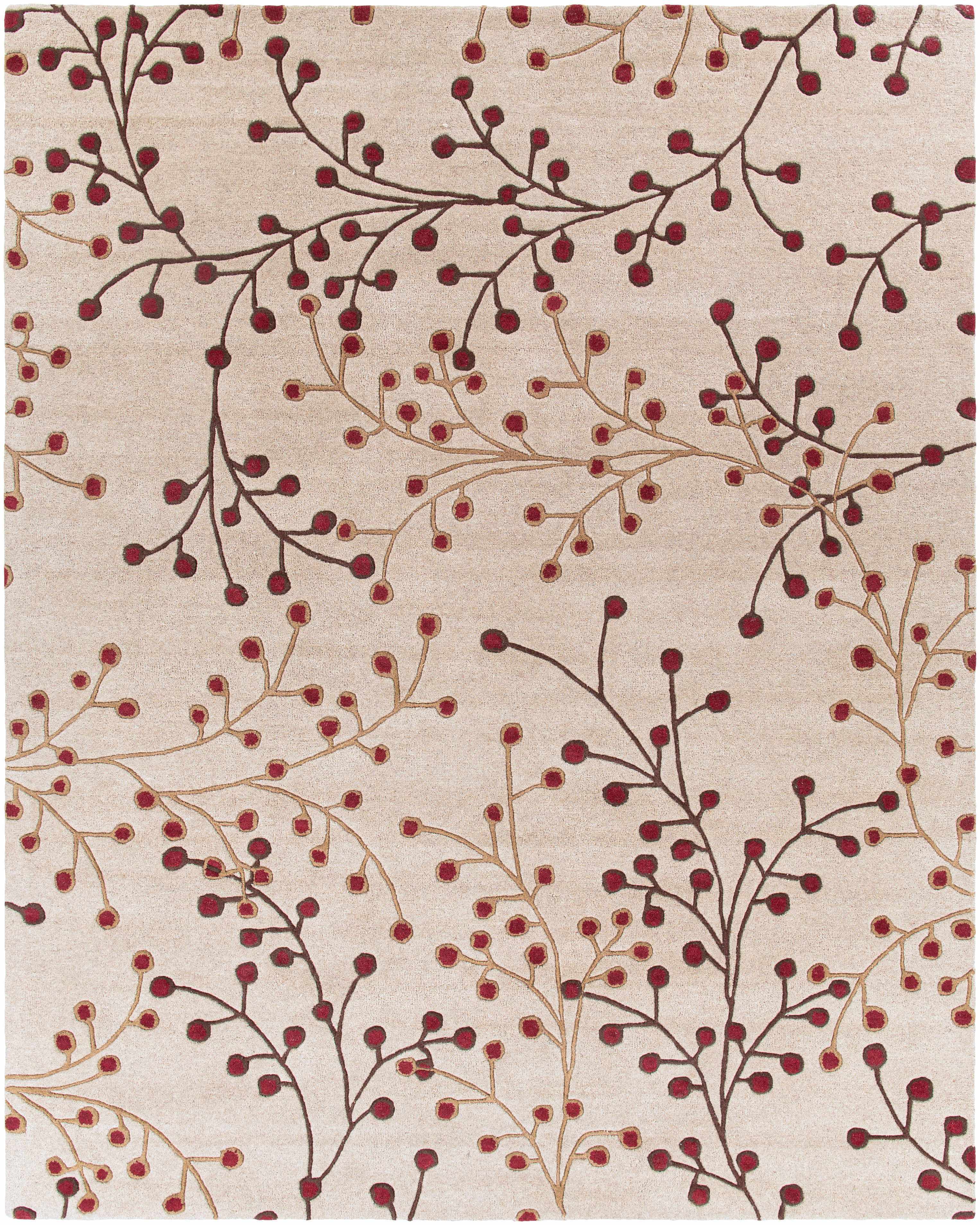 Elsu Beige & Burgandy Wool Rug