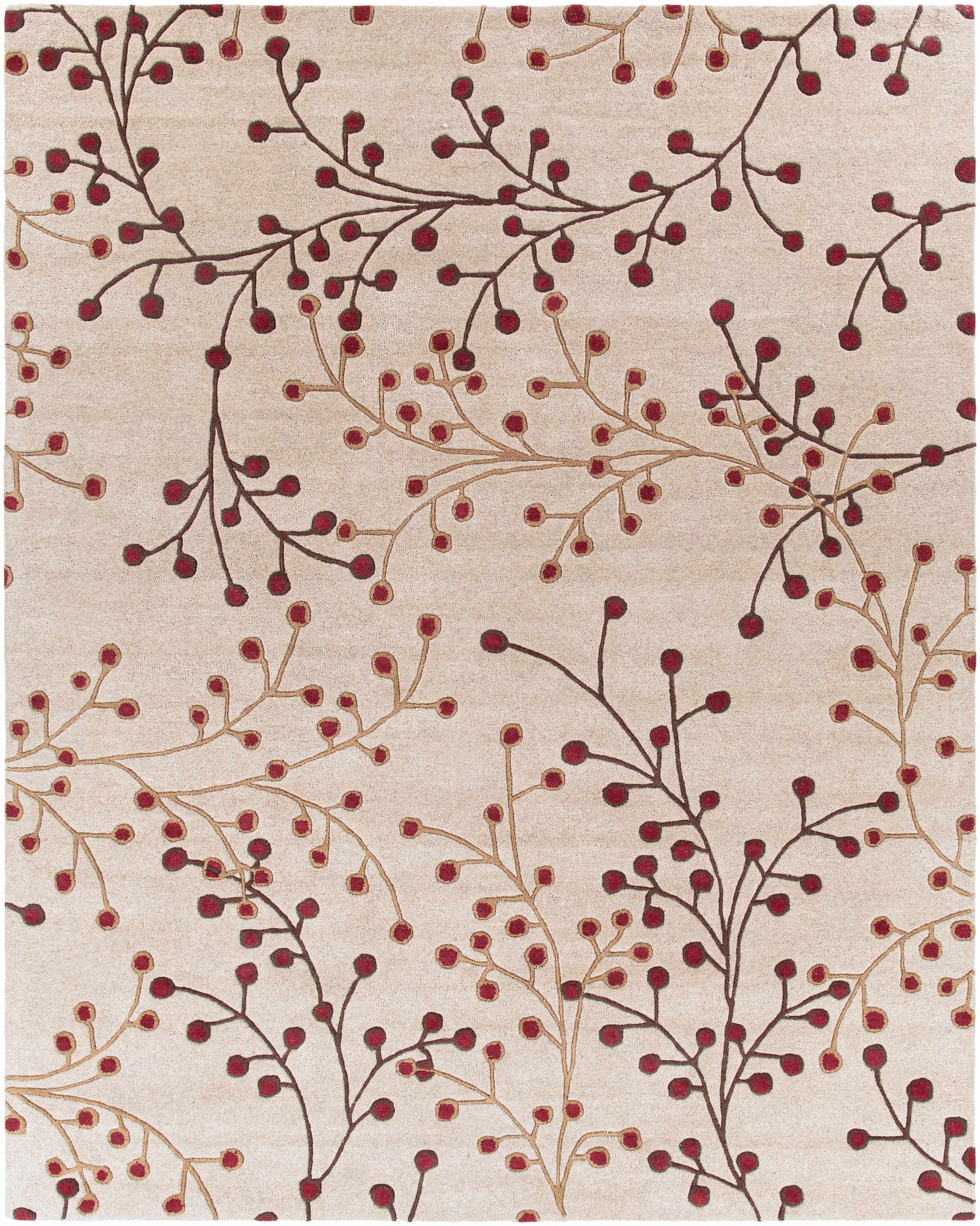 Elsu Beige & Burgandy Wool Rug