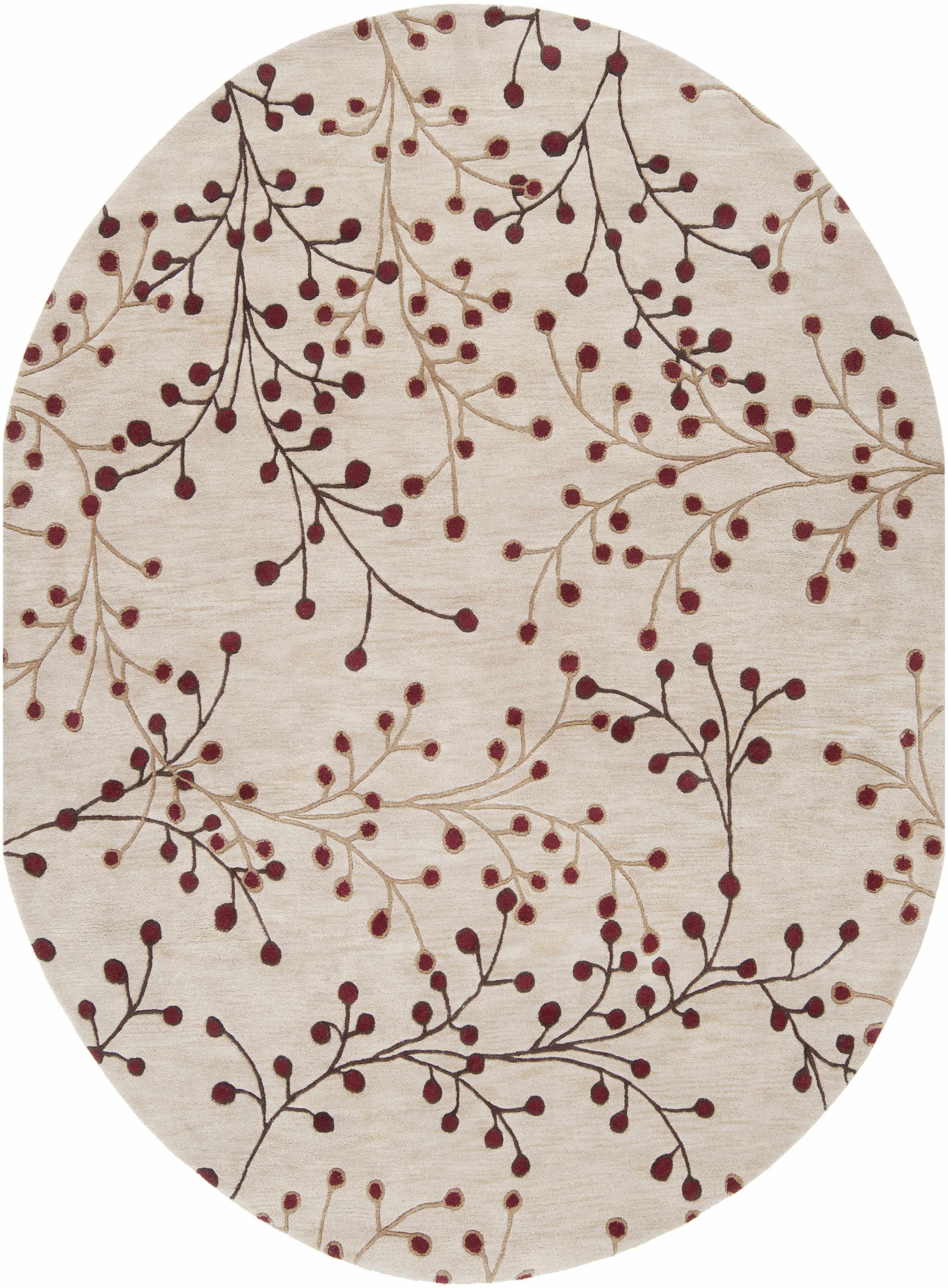 Elsu Beige & Burgandy Wool Rug