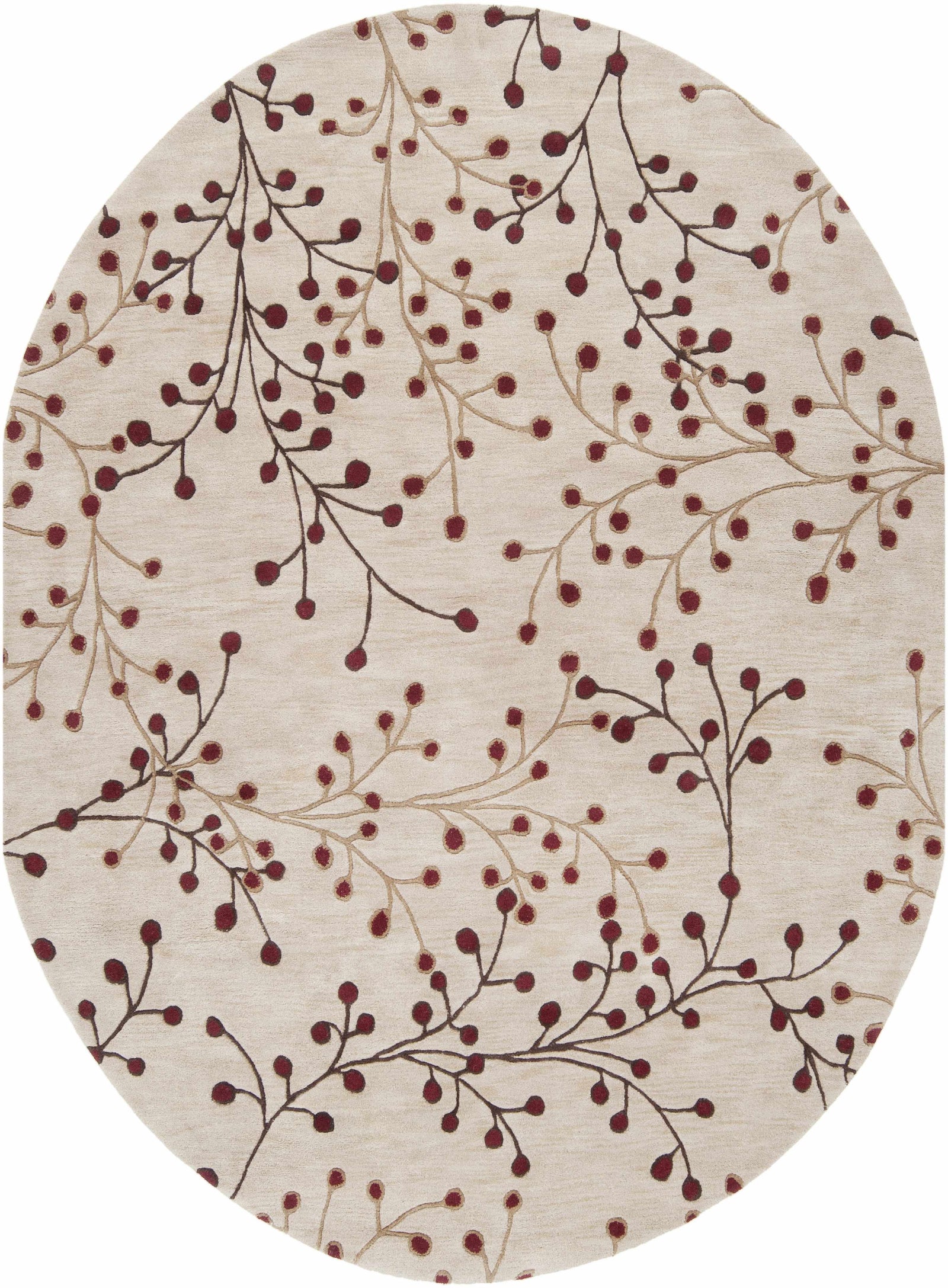 Elsu Beige & Burgandy Wool Rug