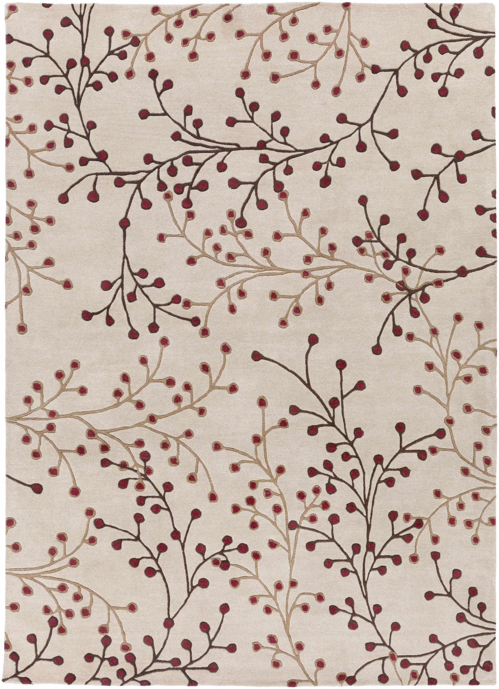 Elsu Beige & Burgandy Wool Rug