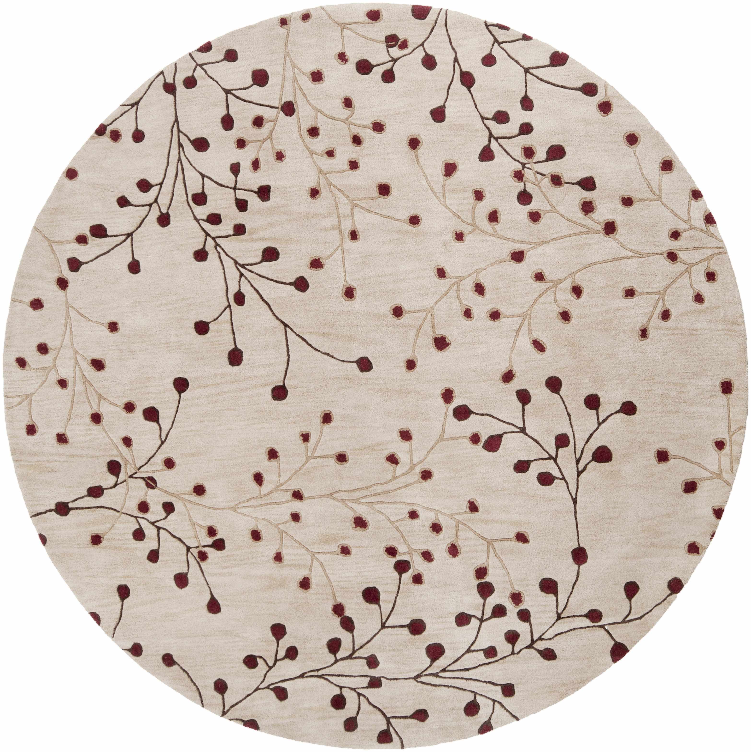 Elsu Beige & Burgandy Wool Rug