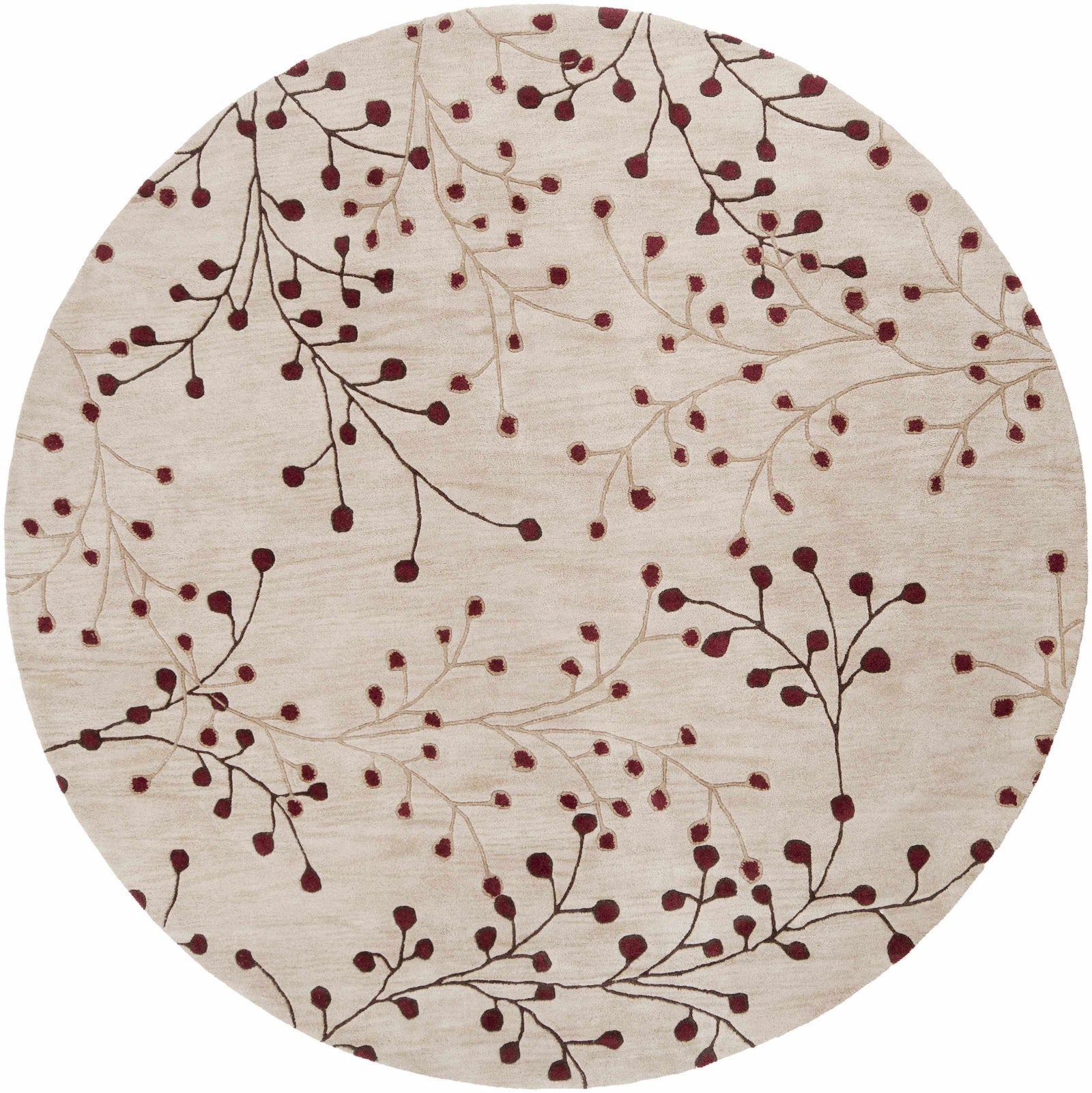 Elsu Beige & Burgandy Wool Rug