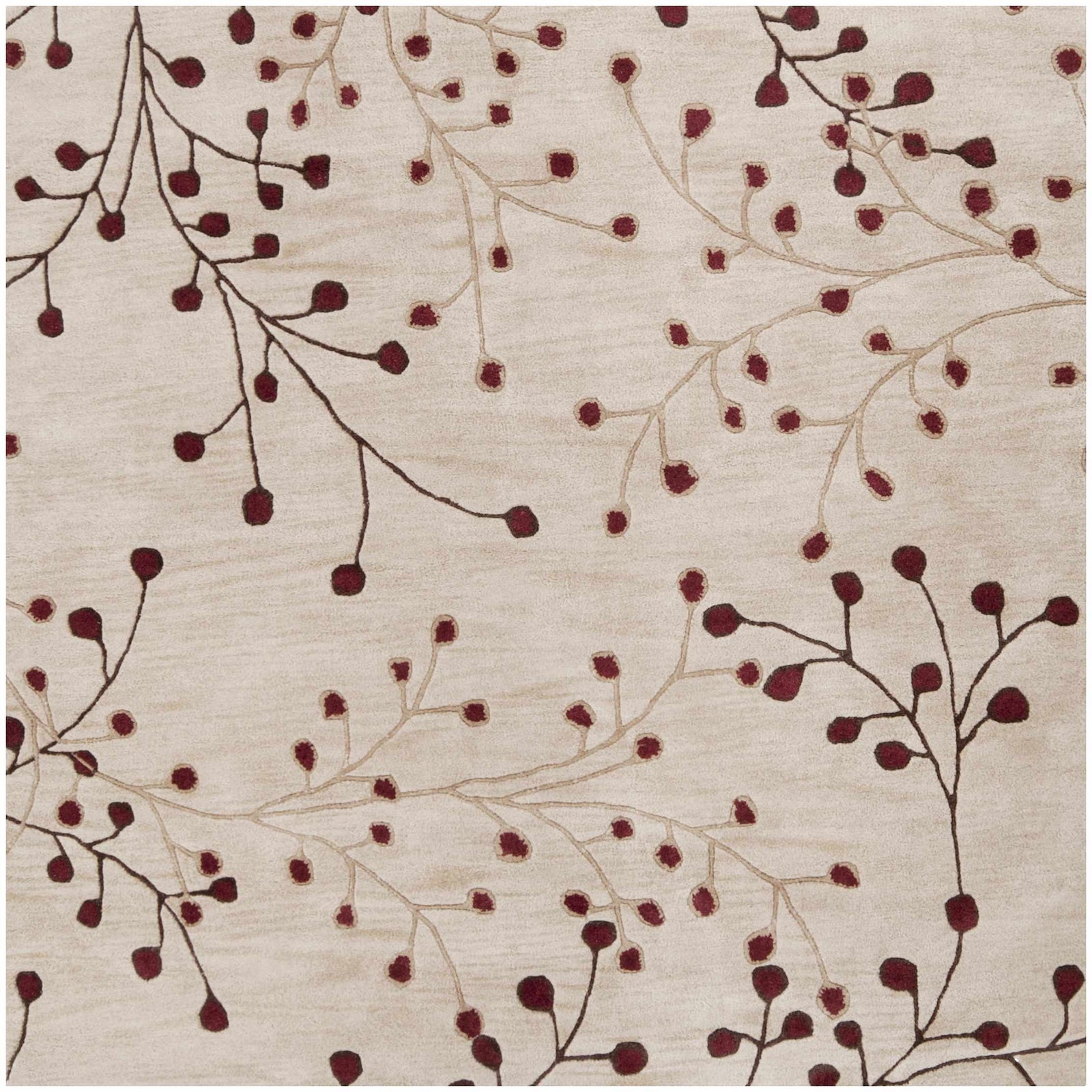 Elsu Beige & Burgandy Wool Rug