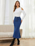 Stretchy Denim Maxi Skirt