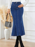 Stretchy Denim Maxi Skirt