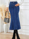 Stretchy Denim Maxi Skirt
