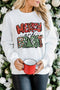 Merry Bright White Christmas Letter Print Graphic Sweater