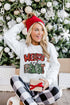 Merry Bright White Christmas Letter Print Graphic Sweater