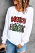 Merry Bright White Christmas Letter Print Graphic Sweater