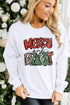 Merry Bright White Christmas Letter Print Graphic Sweater