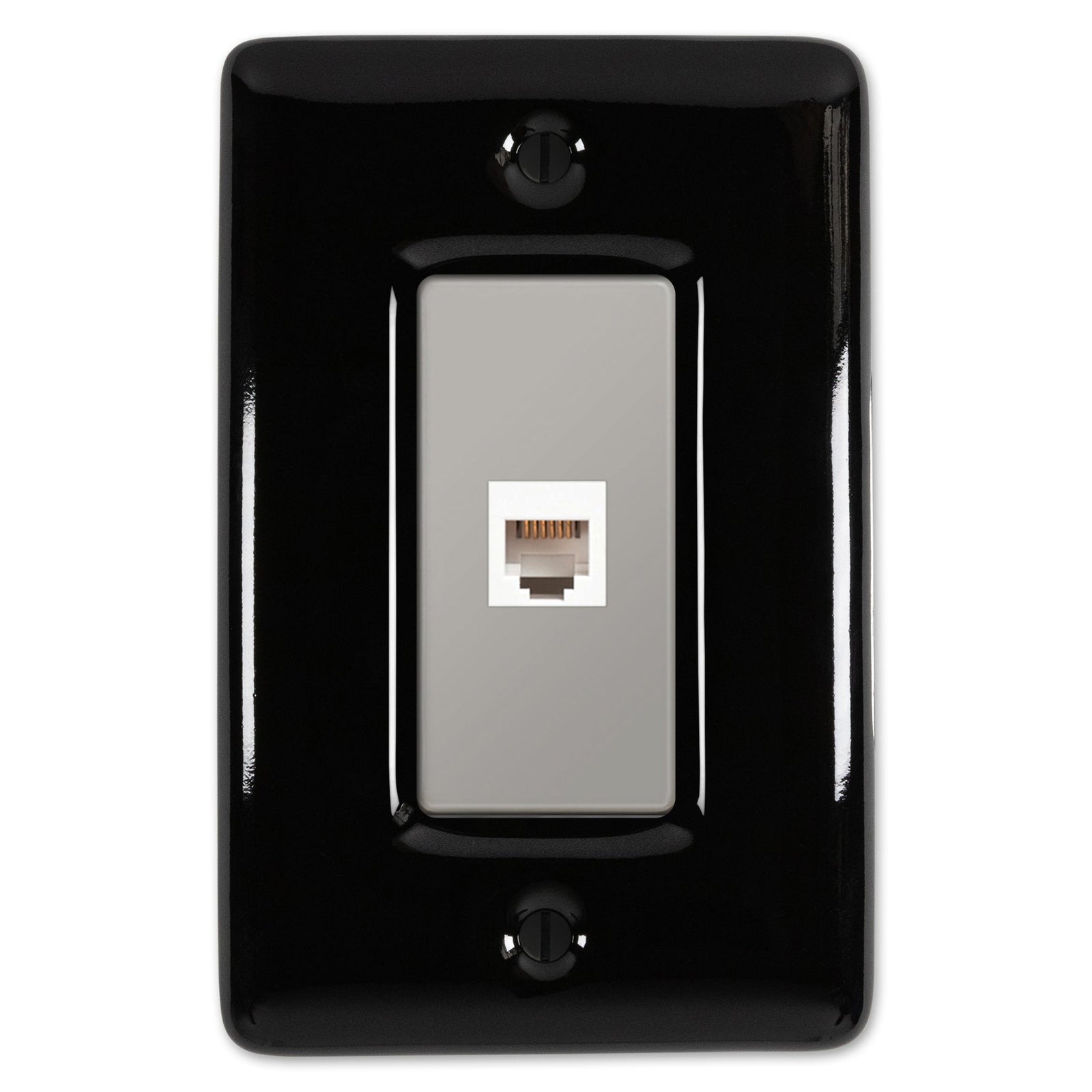 Placa de pared de cerámica negra Metro - 1 toma de teléfono