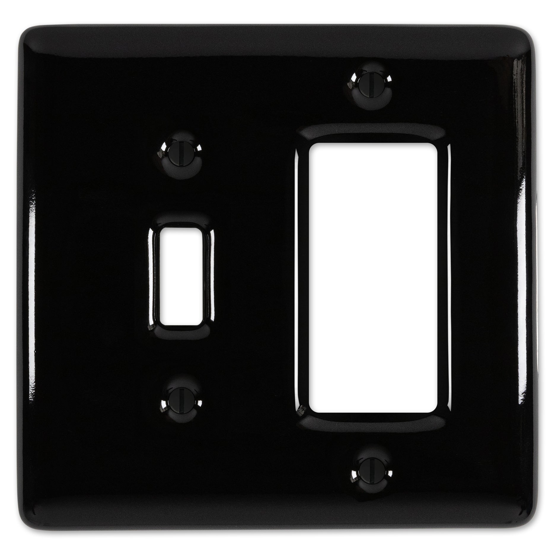 Placa de pared con 1 interruptor basculante y 1 interruptor de palanca de cerámica negra Metro
