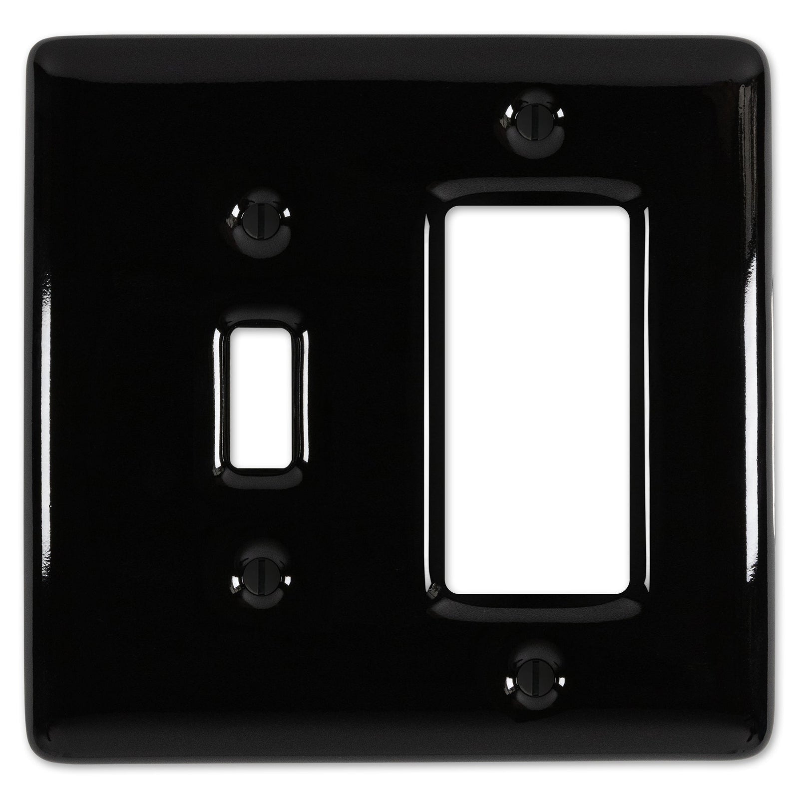 Placa de pared con 1 interruptor basculante y 1 interruptor de palanca de cerámica negra Metro