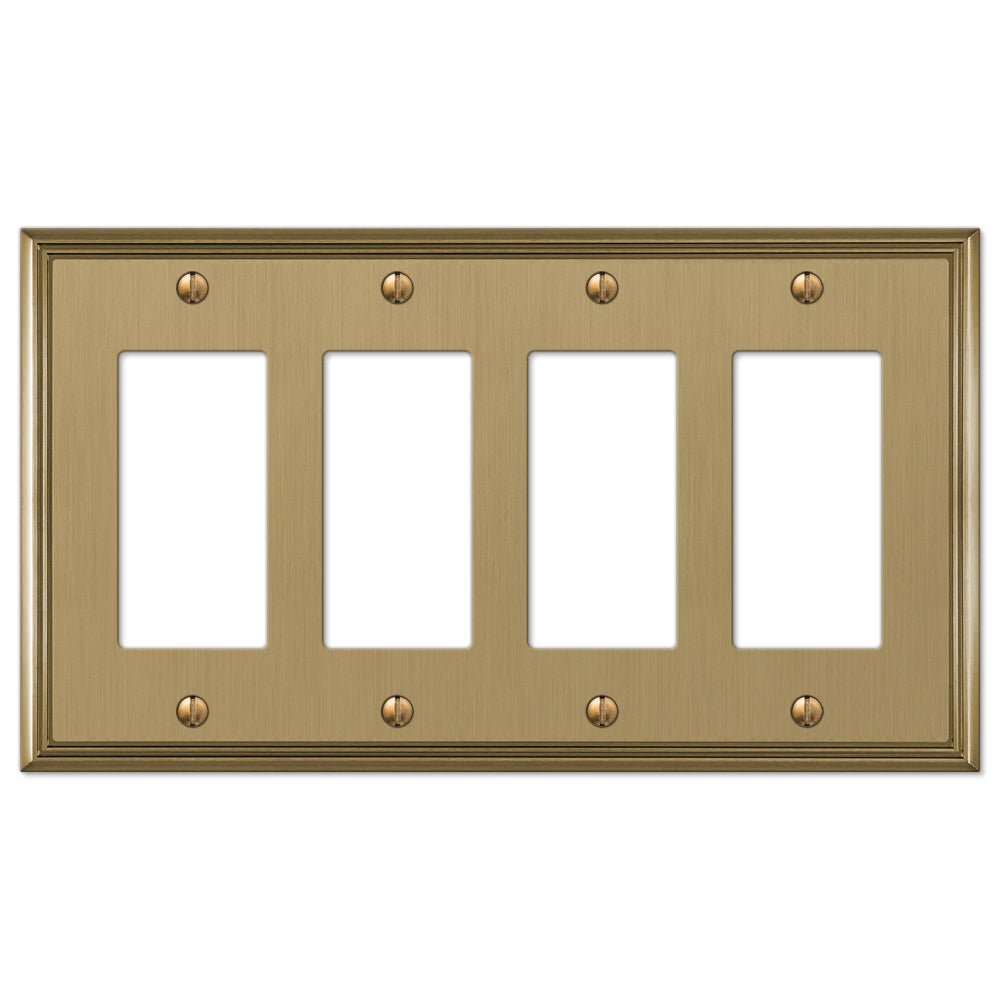 Metro Line Brushed Bronze Cast - 4 Rocker  Wallplate