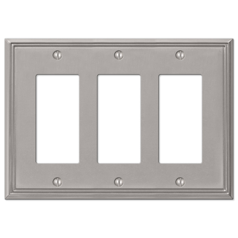Placa de pared de níquel cepillado de línea Metro, 3 balancines