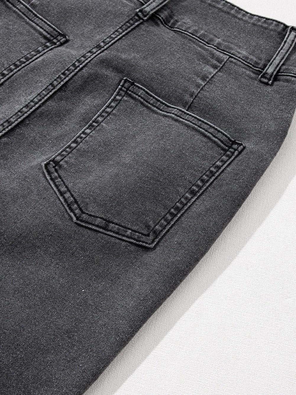 Vintage-Inspired Denim Pencil Skirt with Side Slit