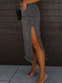 Vintage-Inspired Denim Pencil Skirt with Side Slit