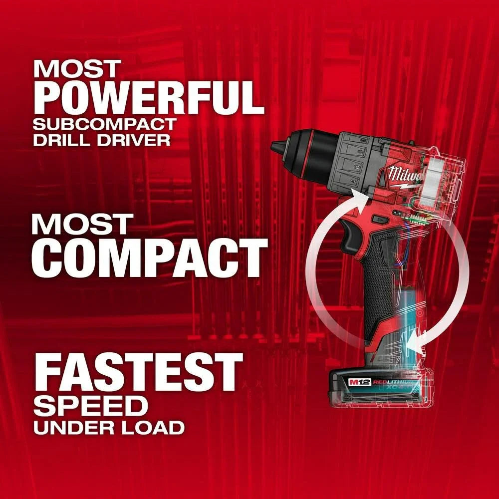 Kit de taladro/atornillador Milwaukee 3403-22 M12 FUEL de 1/2