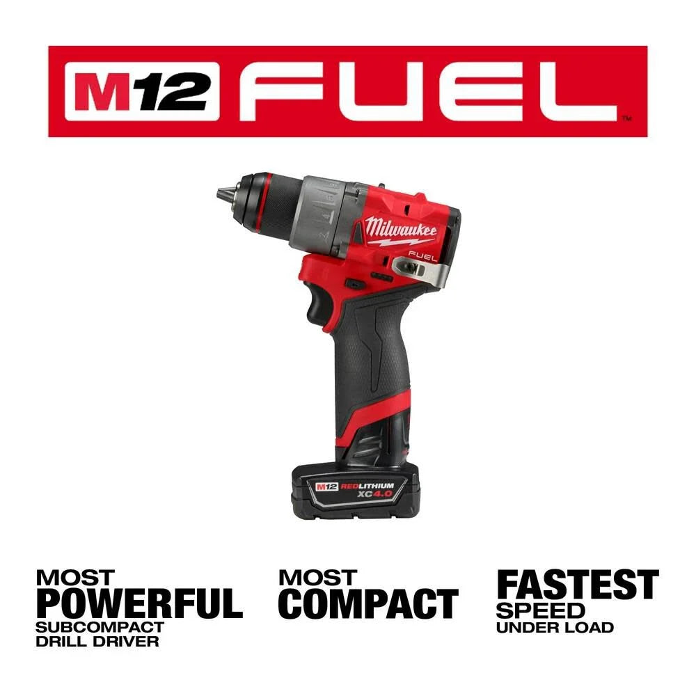 Kit de taladro/atornillador Milwaukee 3403-22 M12 FUEL de 1/2"