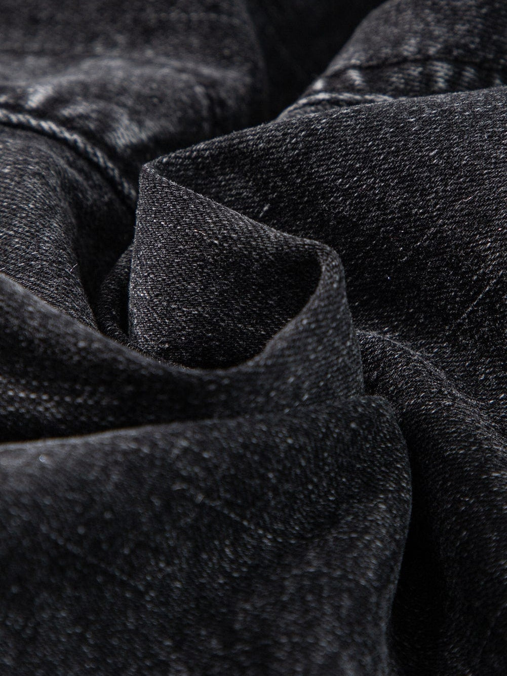 Mineral Black Smocked High Waist Denim Shorts