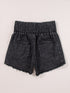 Mineral Black Smocked High Waist Denim Shorts
