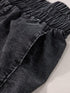 Mineral Black Smocked High Waist Denim Shorts