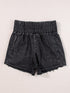 Mineral Black Smocked High Waist Denim Shorts