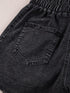 Mineral Black Smocked High Waist Denim Shorts