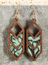 Mint Green Wooden Western Animal Print Hollowed Earrings