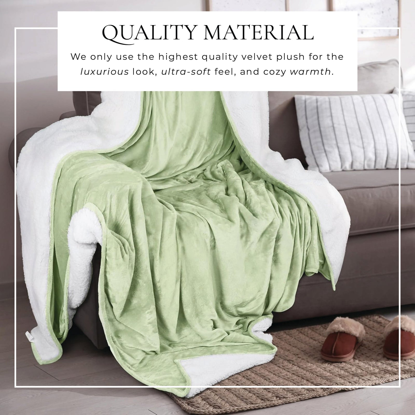 Velvet Plush Sherpa Bed Blanket - Sherpa Fleece Collection