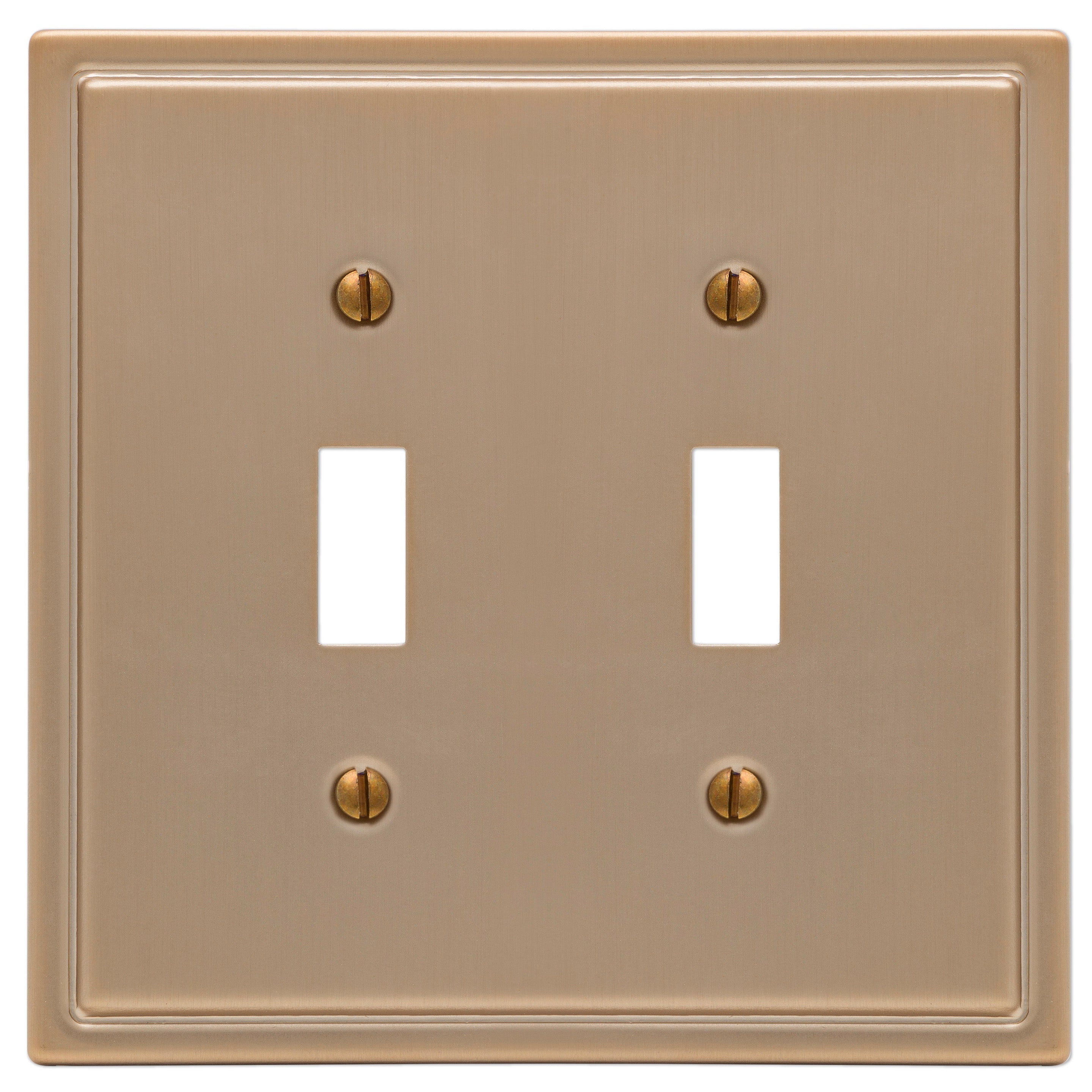 Moderna placa de pared de acero cepillado en bronce con 2 palancas