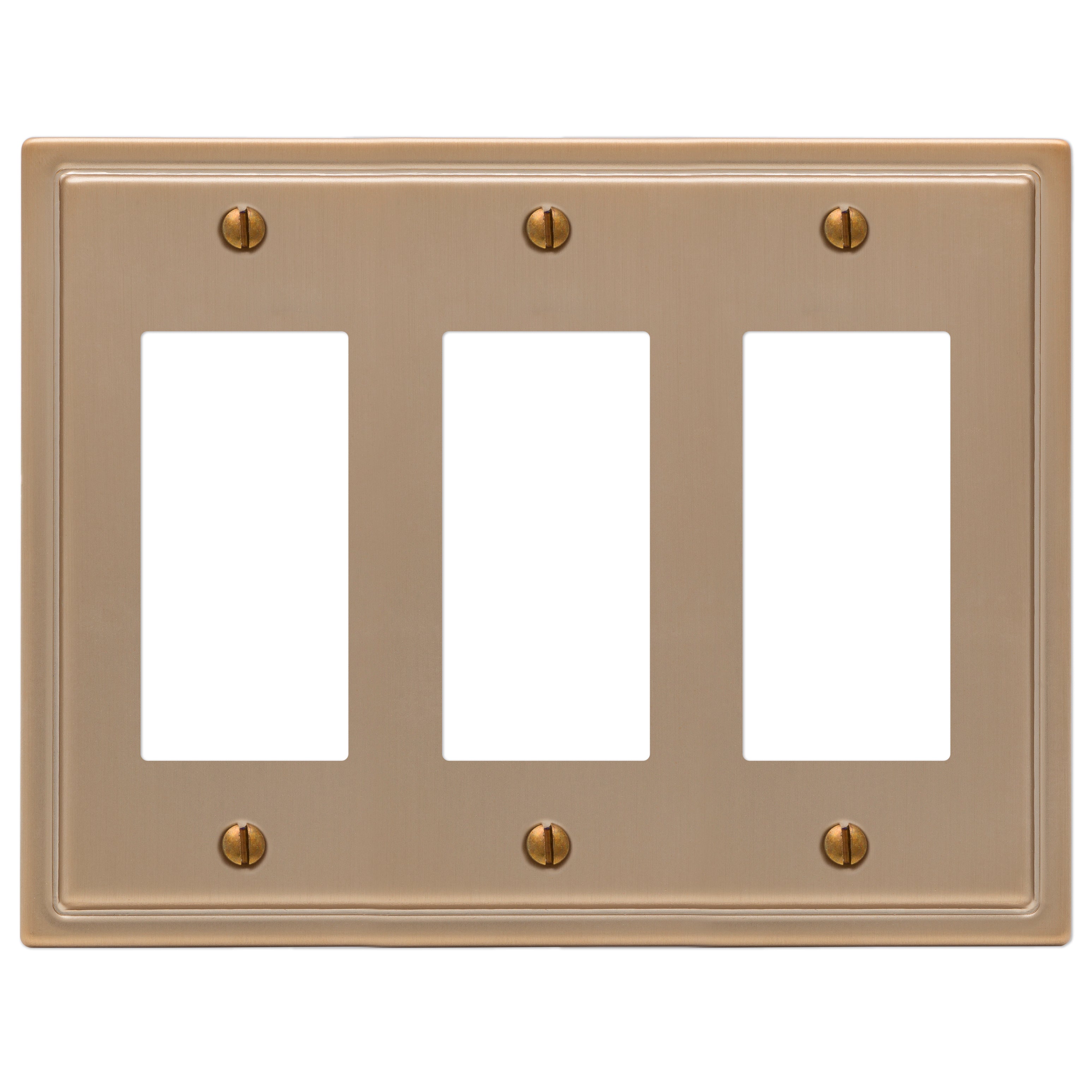 Moderna placa de pared de acero en bronce cepillado de 3 balancines