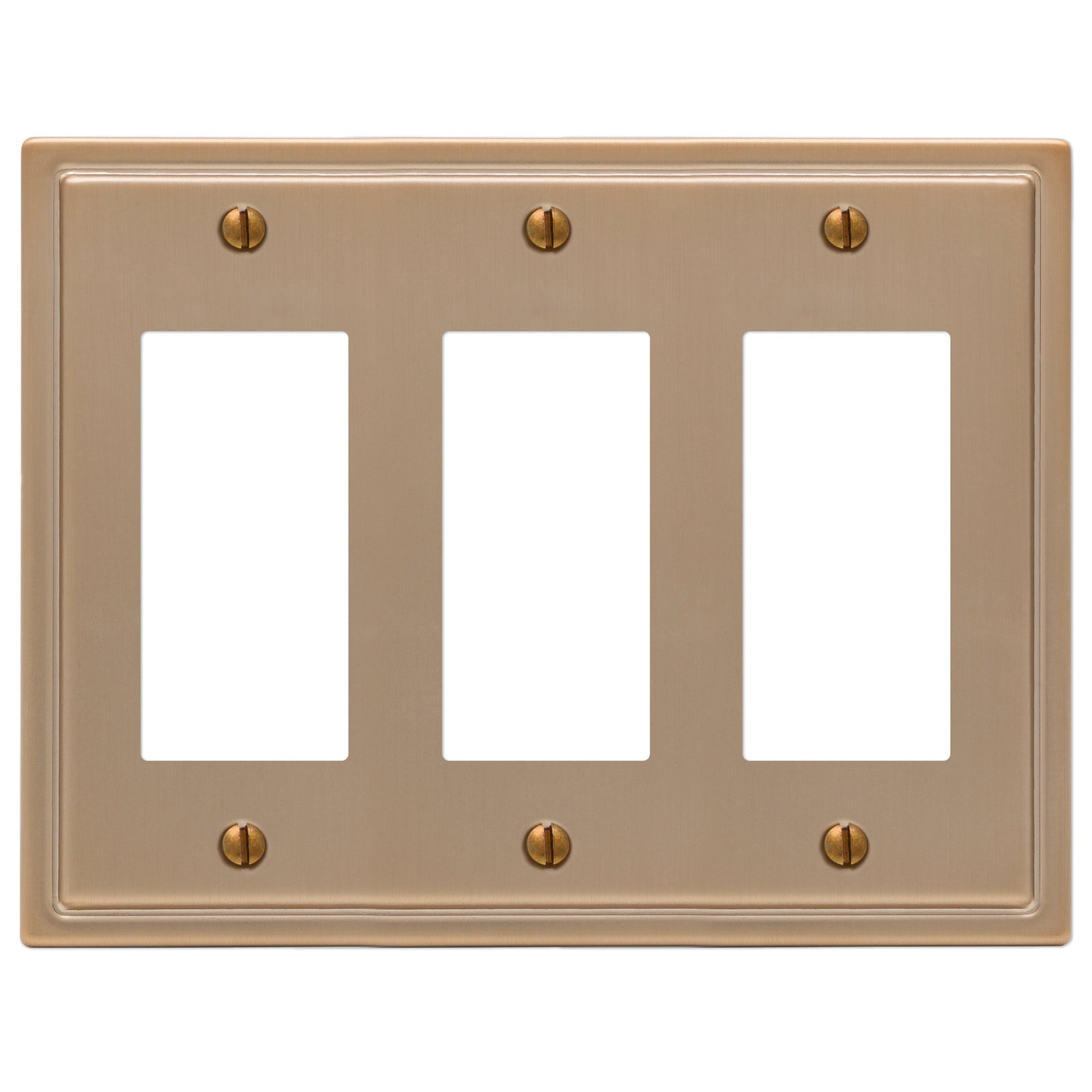 Moderna placa de pared de acero en bronce cepillado de 3 balancines