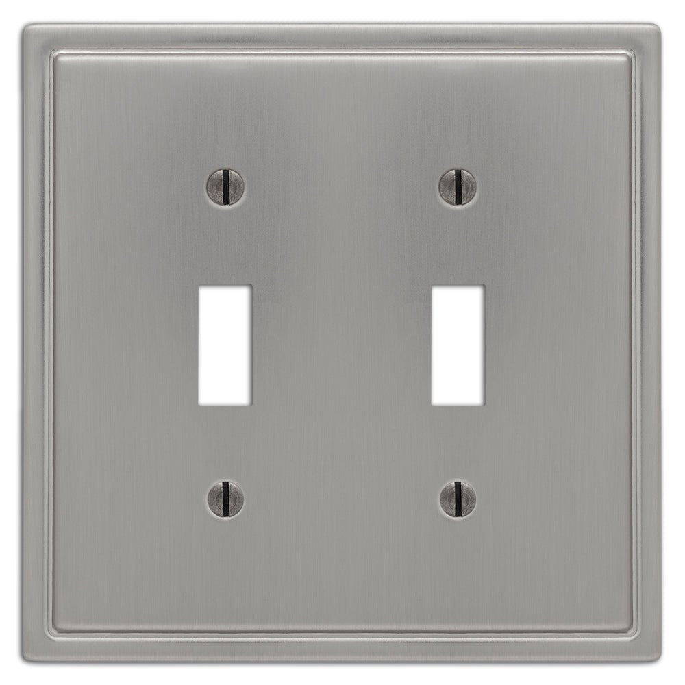 Moderna placa de pared de acero niquelado cepillado con 2 palancas