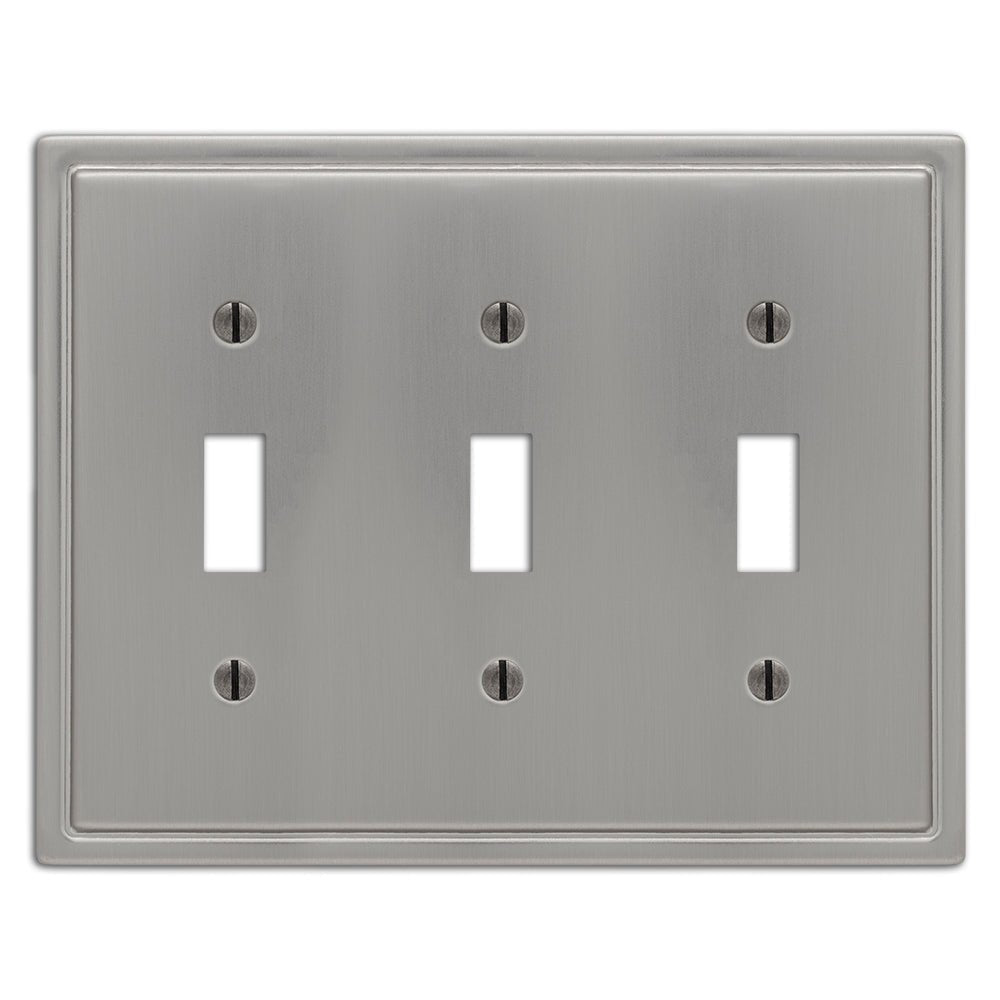 Moderne - Placa de pared de acero niquelado cepillado con 3 palancas