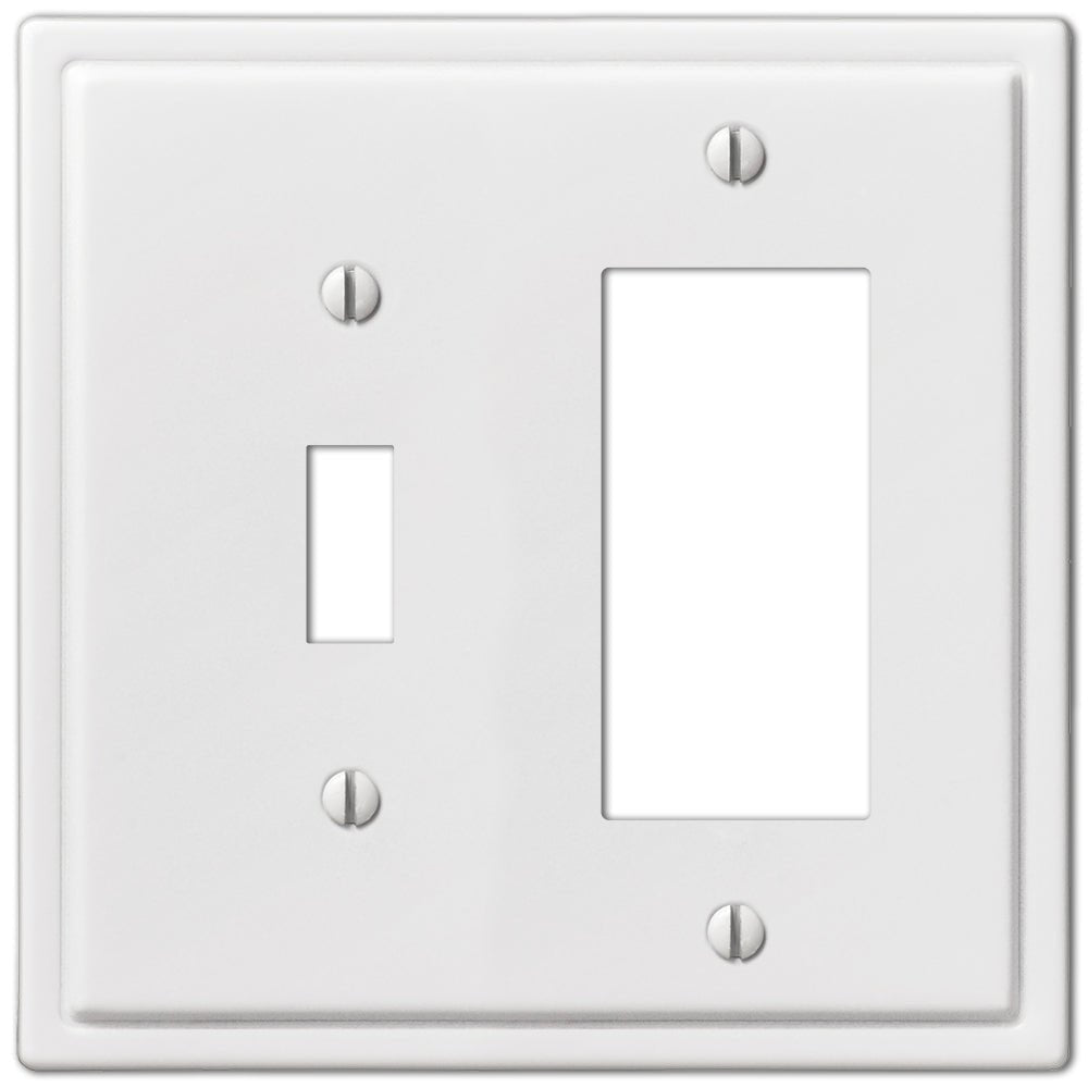 Placa de pared moderna de acero blanco: 1 palanca y 1 balancín