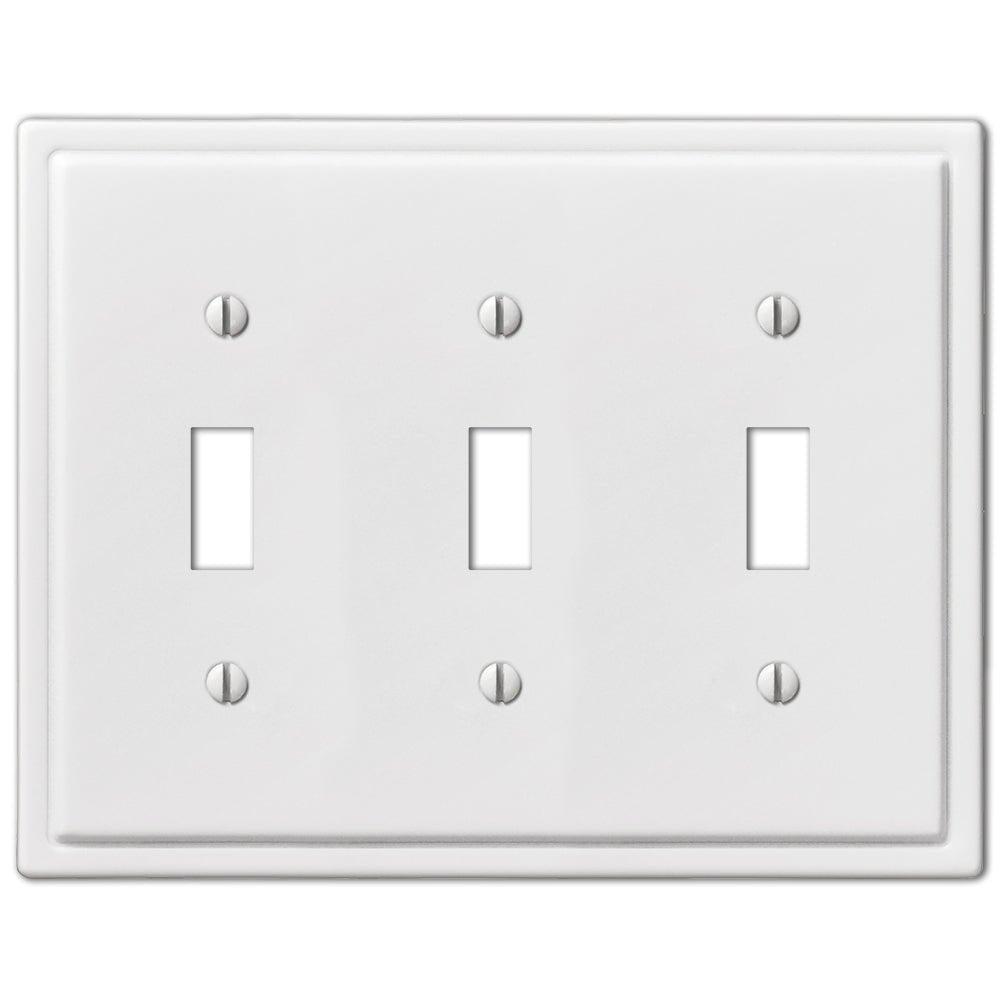 Moderne White Steel - 3 Toggle Wallplate