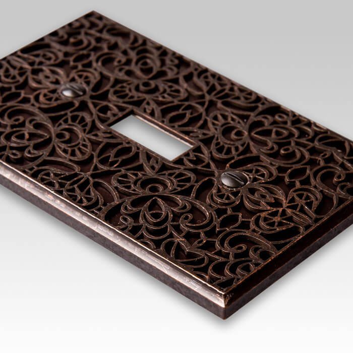 Fundición de bronce envejecido Momfort - 1 placa de pared con palanca