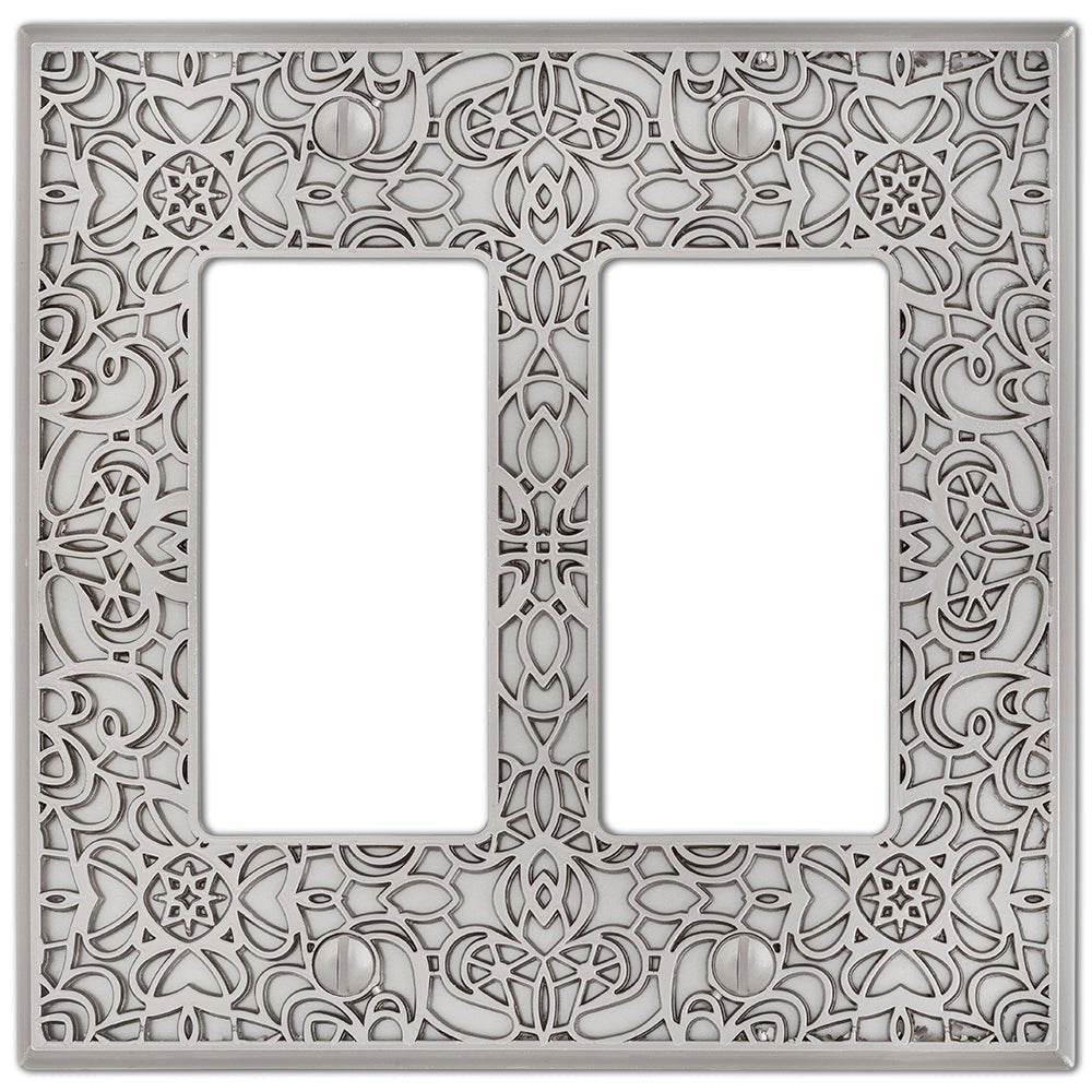 Momfort - Placa de pared de níquel satinado fundido para 2 mecedoras