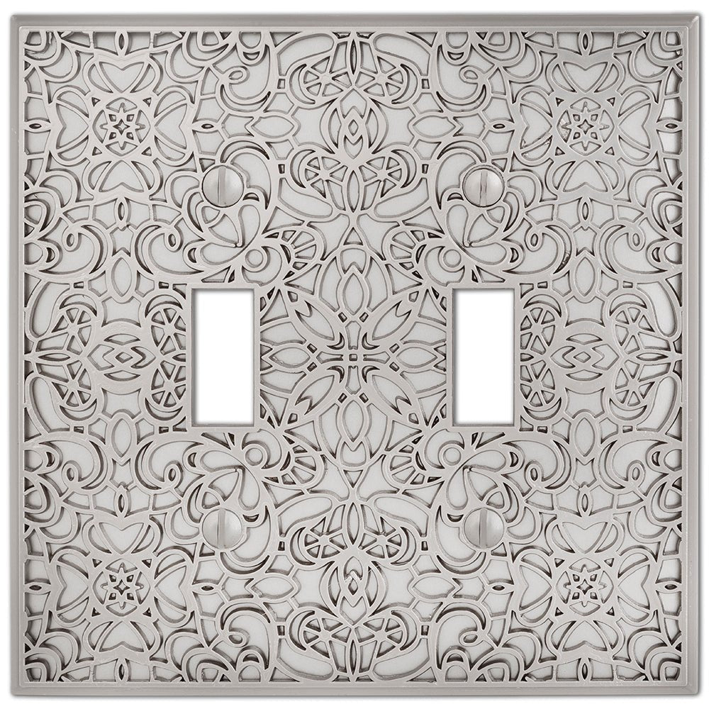 Placa de pared Momfort de níquel satinado fundido con 2 palancas