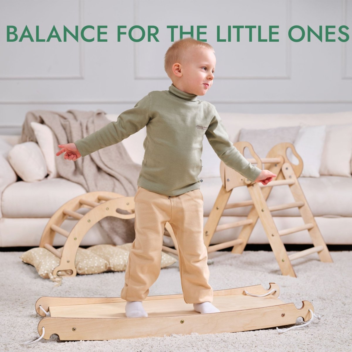 4 in 1 Montessori Climbing Set: Pikler Triangle, Arch, Slide Board, and Cushion for Toddlers (1–3 Years)