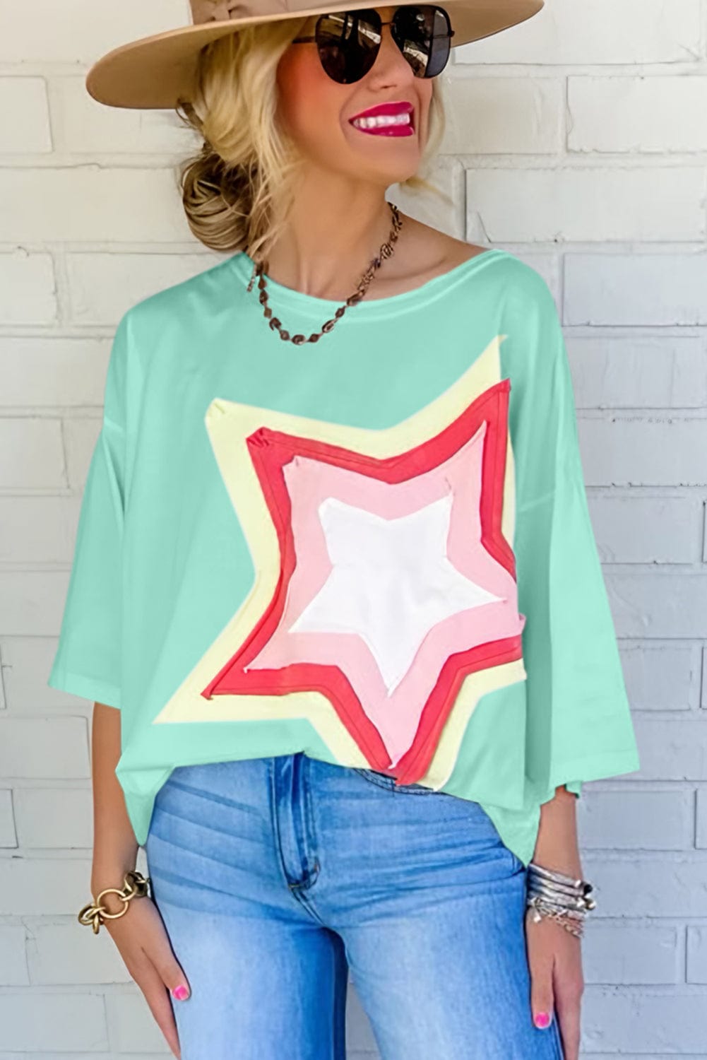 Pastel Star Tee with Oversized Fit