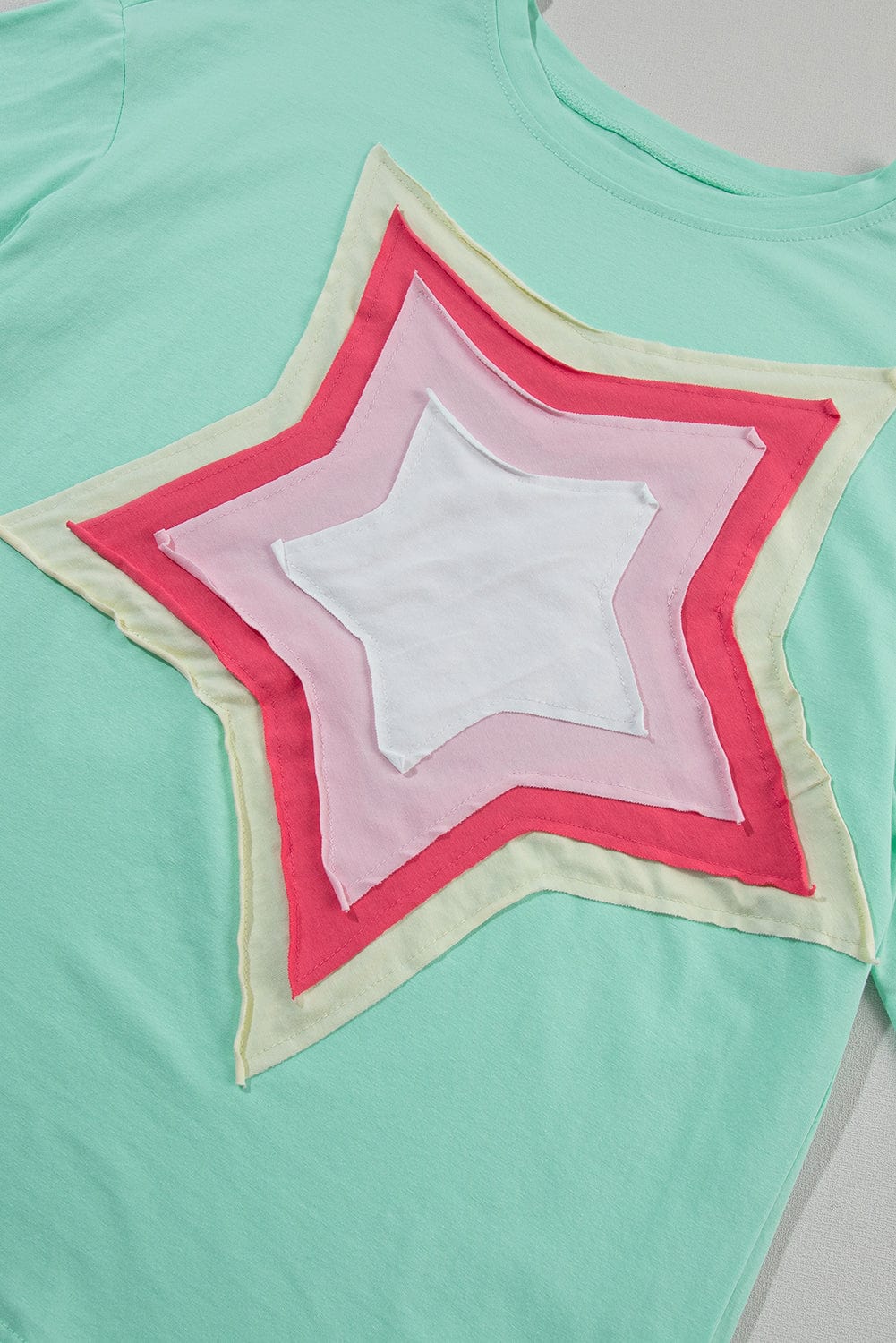 Mint Green Star Graphic Oversized Tee