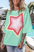 Mint Green Star Graphic Oversized Tee