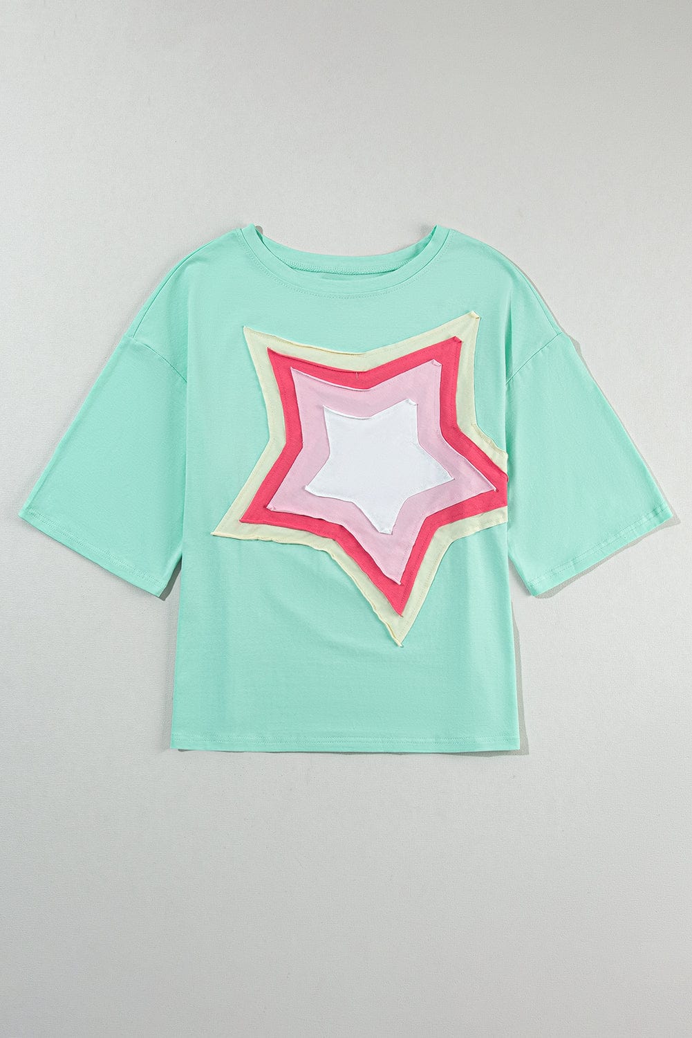 Mint Green Star Graphic Oversized Tee