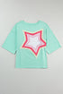 Mint Green Star Graphic Oversized Tee